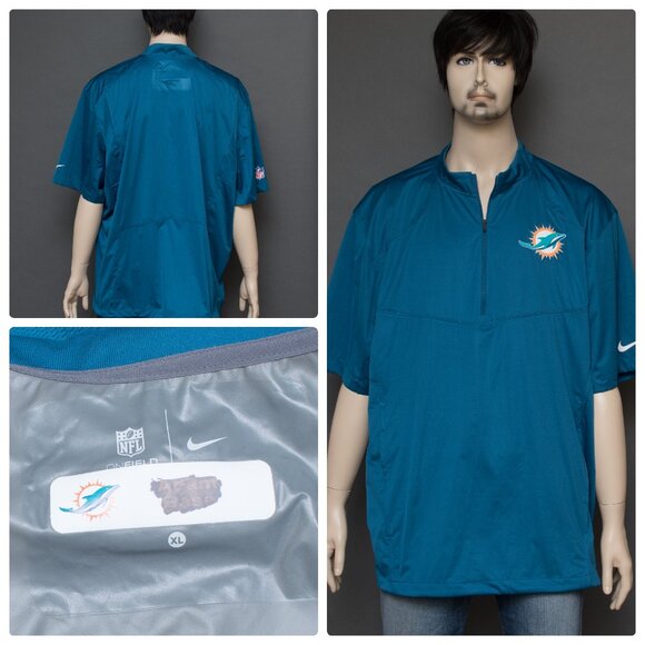 MIAMI DOLPHINS TEAM ISSUED/GAME USED ON FIELD NIKE 1/4 ZIP UP WINDBREAKER XL - Picture 1 of 12